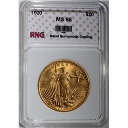 1920 $20 ST GAUDENS GOLD RNG GEM BU