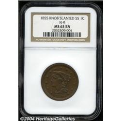 1855[1C] Slanting 5s MS63 Brown NGC.