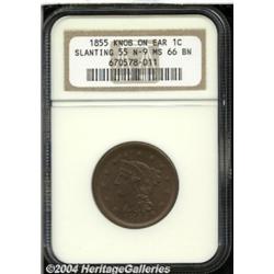 1855[1C] Knob on Ear MS66 Brown NGC.