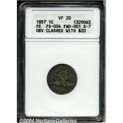 1857[1C]--Obverse Clashed with $20--VF20 ANACS.