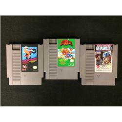 NINTENDO VIDEO GAME LOT (EXCITEBIKE, BAD NEWS BASEBALL, BAD STREET BRAWLER)
