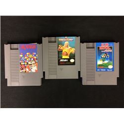 NINTENDO VIDEO GAME LOT (DRx MARIO, WRESTLEMANIA, KID KOOL)