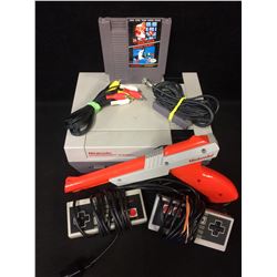 1NINTENDO ENTERTAINMENT SYSTEM W/ CONTROLLERS, ZAPPER GUN & MARIO BROS/ DUCK HUNT)