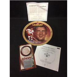 DOMINION CHINA LTD. TED LINDSAY COLLECTOR PLATE W/ COA