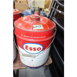 Esso Imperial Oil 5 Gallon Can with Spout and Both Lids