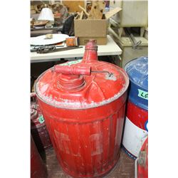 Painted Galvanized 5 Gallon Gas Can with Spout and Both Lids