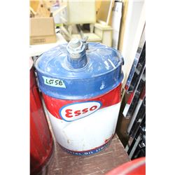 Esso Imperial Oil 5 Gallon Tin with Spout and Both Lids