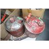 Image 1 : 2 Small One Gallon Gas Cans with Spouts and All of the Lids