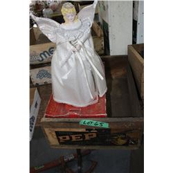 California Grape Wooden Box & a Christmas Angel Tree Topper