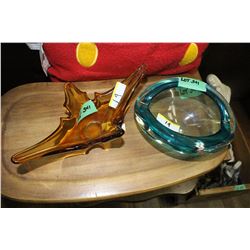 Alta Glass piece & a Heavy Turqoise Glass Ashtray