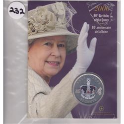 ROYAL CANADIAN MINT 2006, 80TH BIRTHDAY OF THE QUEEN, NICKEL PLATED STEEL 25 CENT COIN