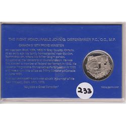 THE ALBERTA MINT, THE RIGHT HONOURABBLE JOHN G. DIEFENBAKER P.C., Q.C., M.P., 1975 "80 YEARS A GREAT