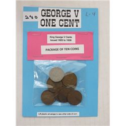 George V One cent - ten coins  1920 to 1936