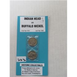 Us Indian head - Buffalo 5¢ issued 1913 - to 193??? 2 coins