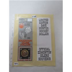 Official Issue Edmonton Oilers hockey dollars - 2 Dave Hunter coins in original pkgs, from days when