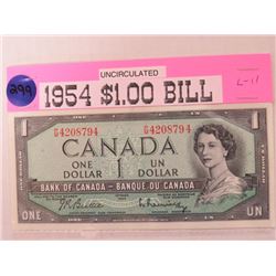 1954 Canadian $1 Bank note UNC, more than 60 years old