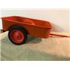 Image 2 : CASE  ORANGE  PEDAL  TRACTOR  TRAILER  14 ½” x 19 ½”   wheels  6 ¾” dia.