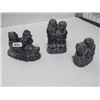 Image 2 : 3 small soap stone Eskimo carvings, made in Canada