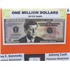 Image 2 : 2 Souvenir JF Kennedy & Johnny Cash 1 Million Dollar Fund Bills