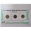 Image 1 : 1920, 27, 28 US Indian Head Buffalo nickels, historic collectible