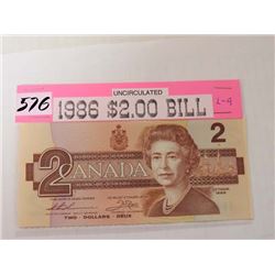 1986 $2.00 Cndn bill uncirculated