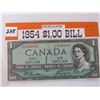 Image 1 : 1954 Cndn $1.00 bill, uncirculated