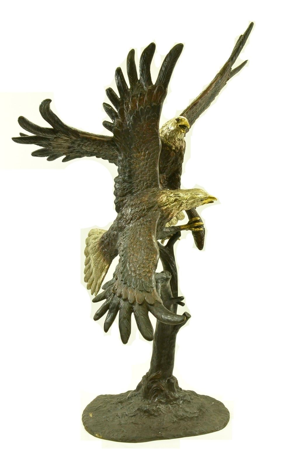 Unbelievable Large Dueling Eagles Captivating Bronze Sculpture