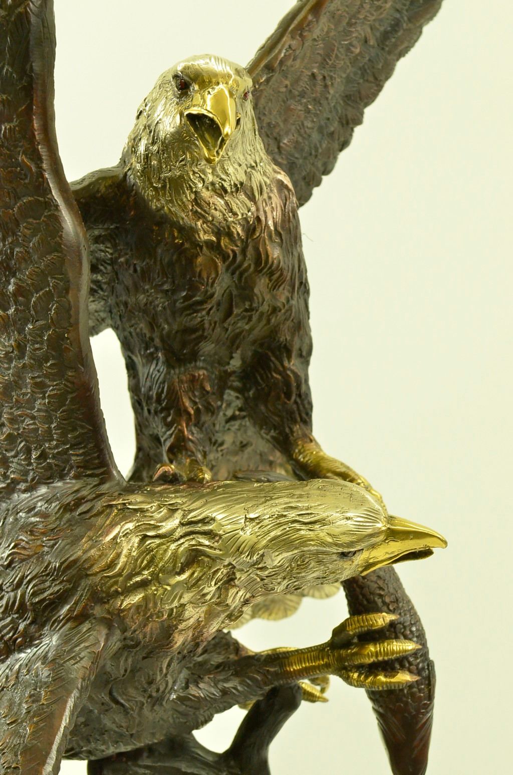 Unbelievable Large Dueling Eagles Captivating Bronze Sculpture