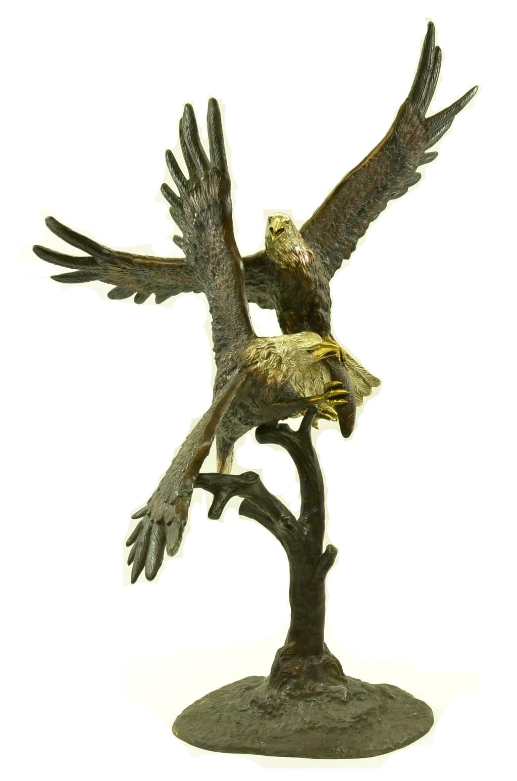 Unbelievable Large Dueling Eagles Captivating Bronze Sculpture