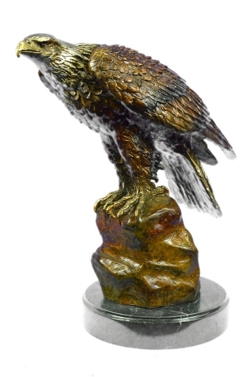 Bald Eagle Bronze Sculpture on Marble Base Statue