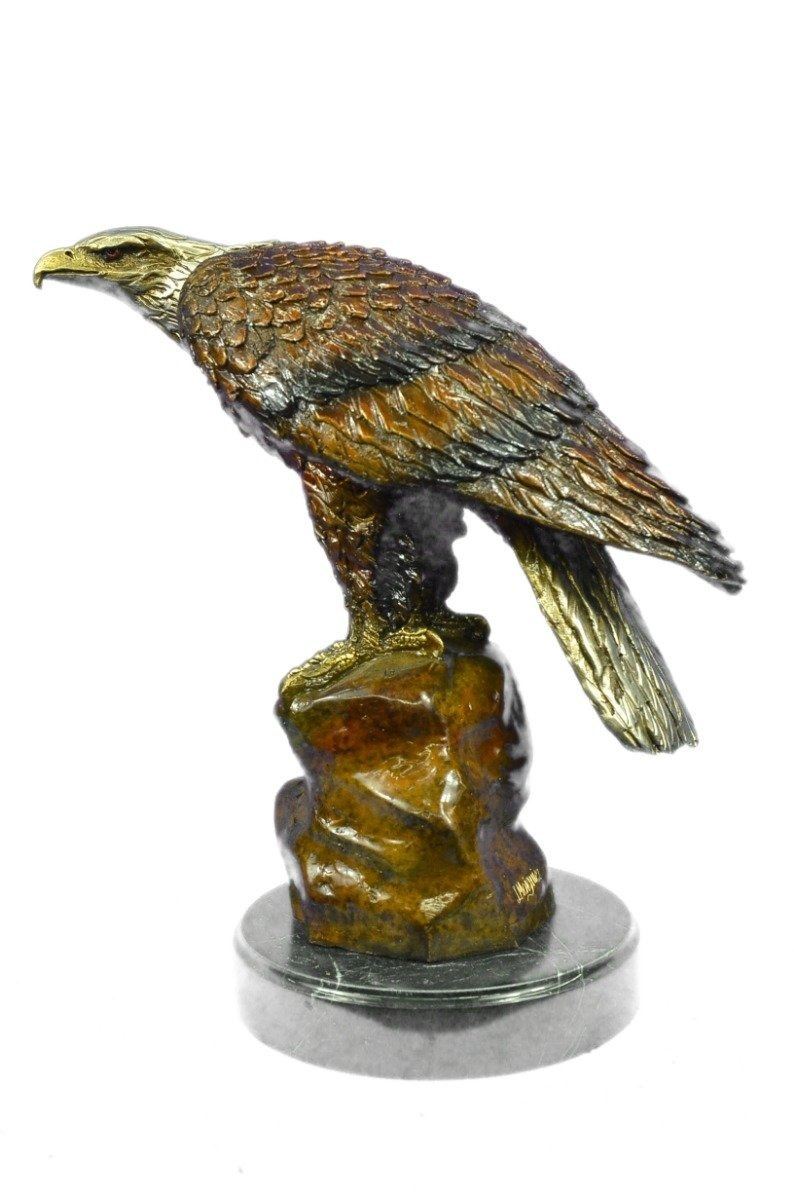 Bald Eagle Bronze Sculpture on Marble Base Statue