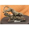 Image 1 : Panther Wild African Cat on Tree Bronze Sculpture
