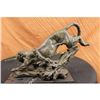 Image 5 : Panther Wild African Cat on Tree Bronze Sculpture