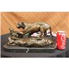 Image 2 : Jaguar attacks Cub Bronze Statue on Marble Base Sculpture