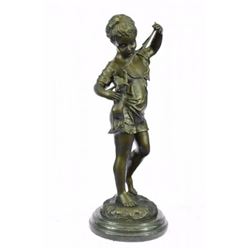 Girl with Cat Bronze Statue