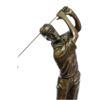 Image 1 : Golfer Bronze Sculpture on Marble Base Statue