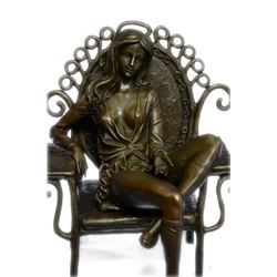 Cesaro Sexy Woman on a Chair Bronze Sculpture