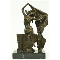 Sexy Lady Bronze Sculpture on Marble Base Statue