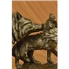 Image 5 : Wolf protecting her cub Bronze Sculpture on Marble Base Statue
