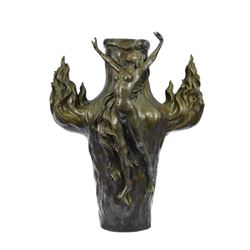 Exquisite Nude Nymph Vase Bronze Sculpture