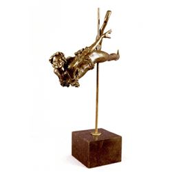 Lovely Nude Female Gymnast Acrobat Bronze Statue