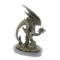 Dragon Bronze Statue on Marble Base Sculpture