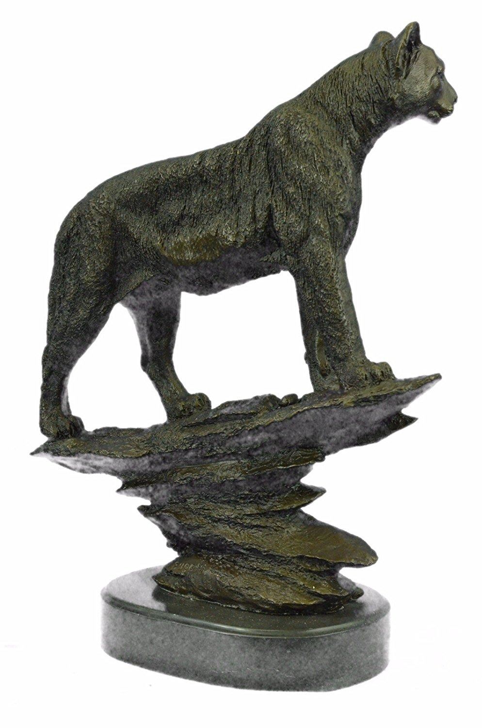 Animal Wildlife Sub Cougar Mountain Lion Bronze Sculpture