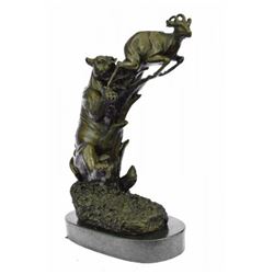 Jaguar attacking Baby Gazelle Bronze Sculpture