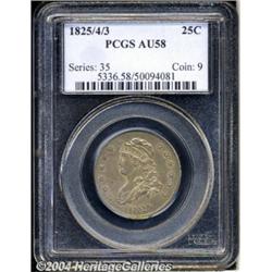 1825/4/3[25C] AU58 PCGS.