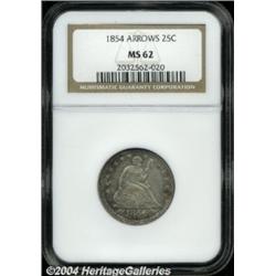 1854[25C] Arrows MS62 NGC.