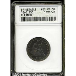 1866[25C] Motto--Cleaned--ANACS. XF Details, Net VF30.