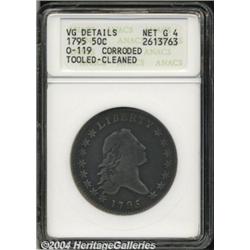 1795[50C] 2 Leaves--Corroded, Tooled, Cleaned--ANACS.