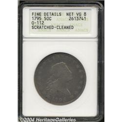 1795[50C] 2 Leaves--Scratched, Cleaned--ANACS. Fine Details, Net VG8.