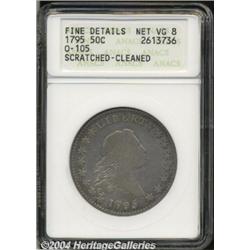 1795[50C] 2 Leaves--Scratched, Cleaned--ANACS. Fine Details, Net VG8.